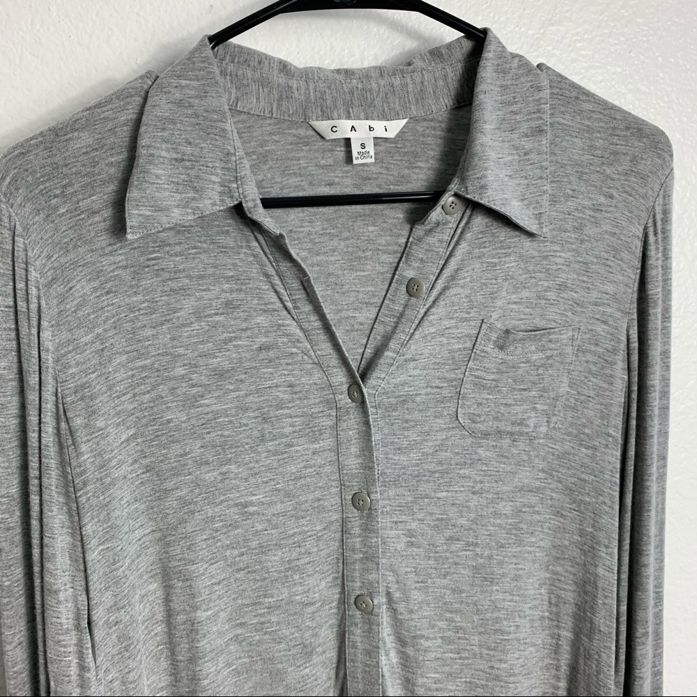 Cabi | Gray Collared Button Down Blouse Shirt - image 7